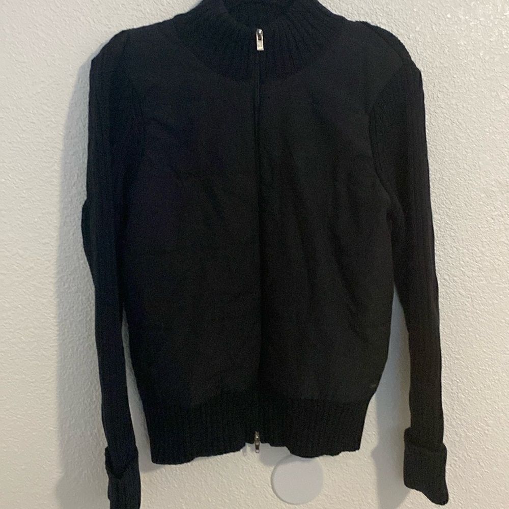 IZOD- black full zip sweater- black- Size Medium